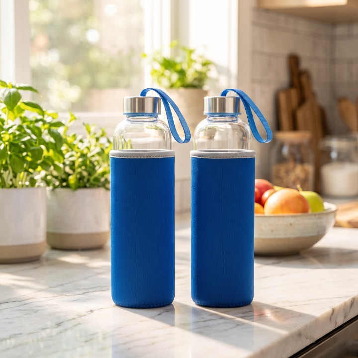 Elegant Glass Water Bottle With Protective Sleeve 500ML