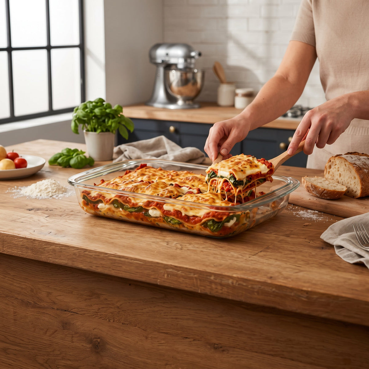 Heat Resistant Glass Bake Dish With Handles