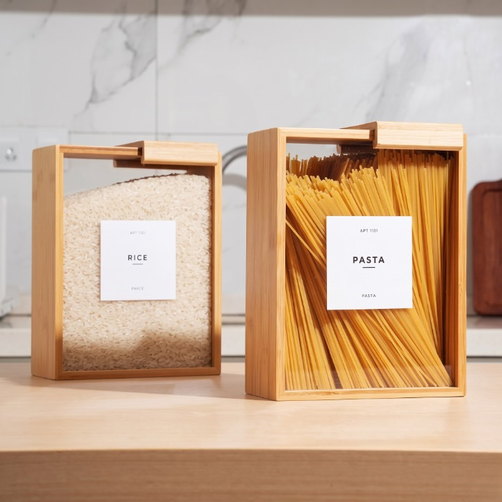 Wooden Grain Storage Container With Lid
