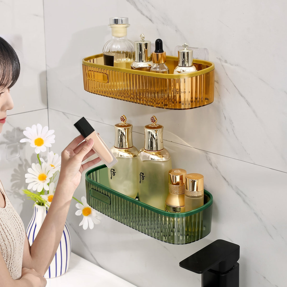 Wall Mounted Acrylic Bath Shelf