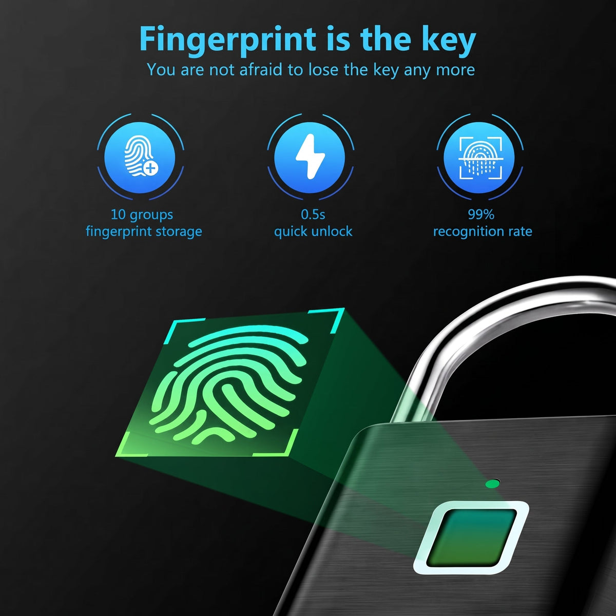 Rechargeable Smart Fingerprint Padlock