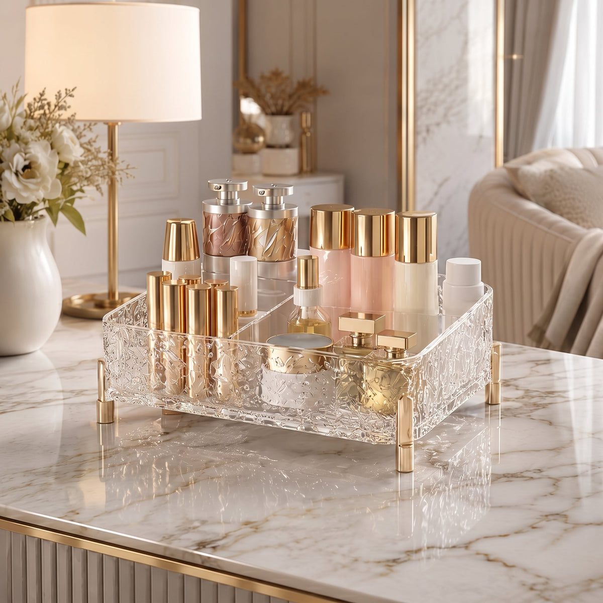 Luxury Multi-Compartment Acrylic Makeup Organizer