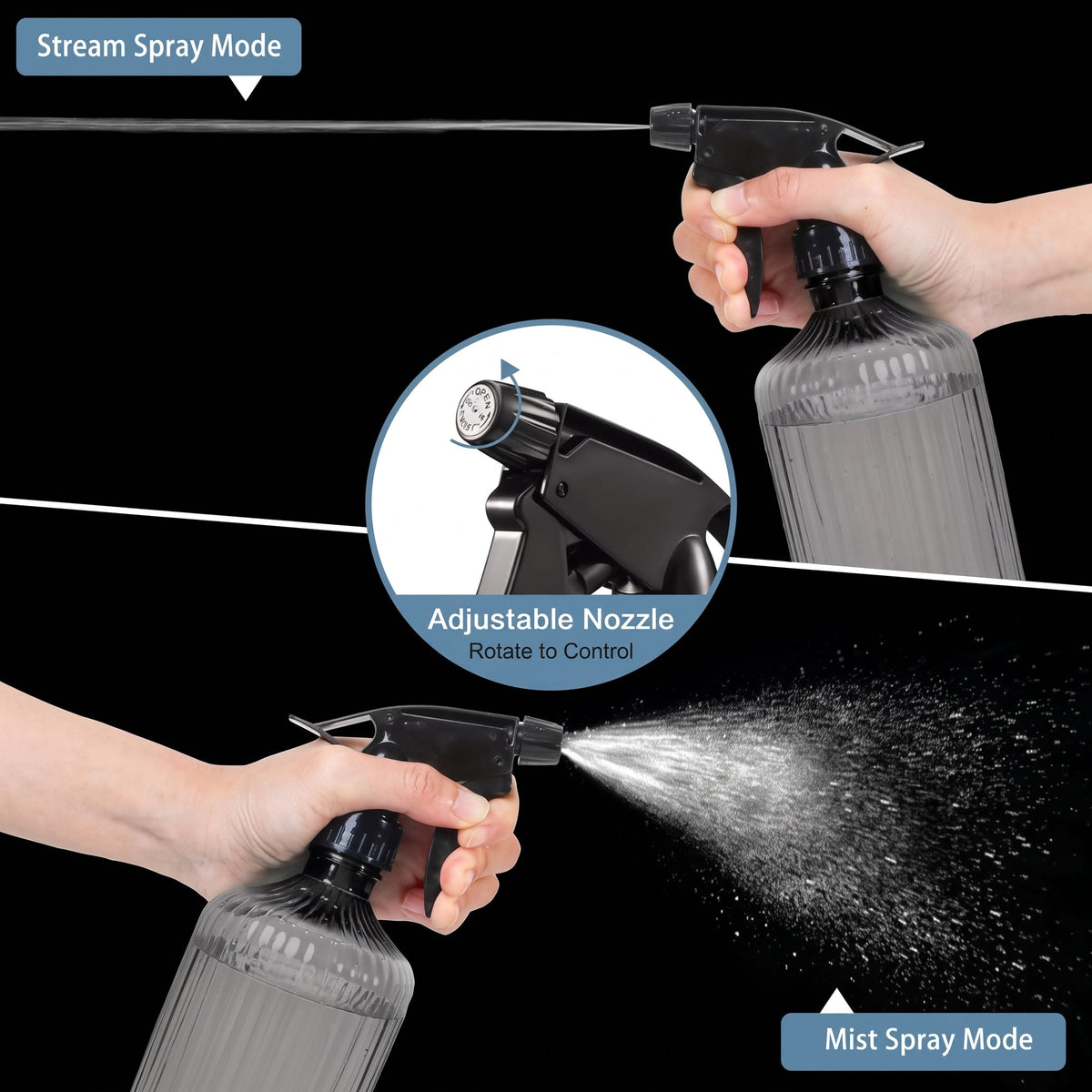 Elegant Acrylic Ribbed Spray Bottle