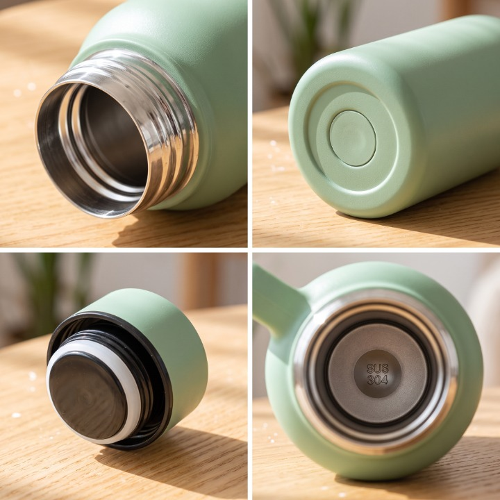 Stainless Steel Bottle With Wooden Cap Handle 500ML