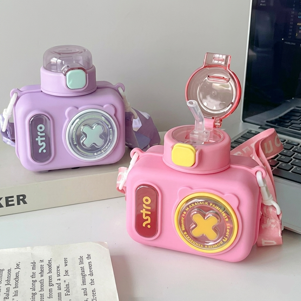 Colorful Cartoon Camera Shape Kids Bottle