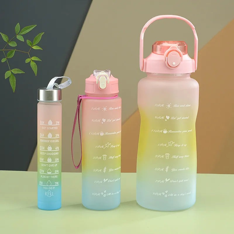 3Pcs Leakproof Water Bottle with Times