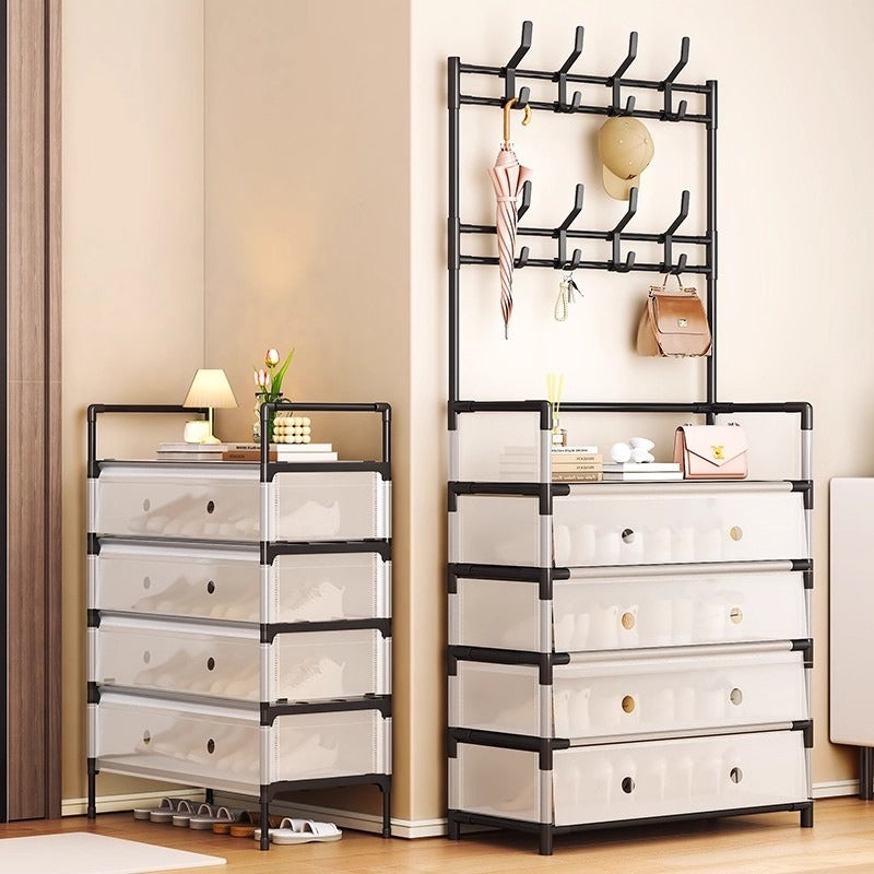 Multi-Functional Storage Cabinet with Coat Rack & Hooks