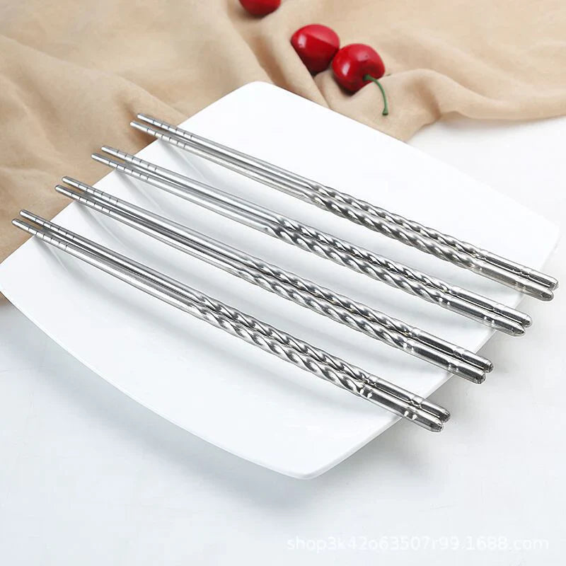 5-Pairs Stainless Steel Chopsticks