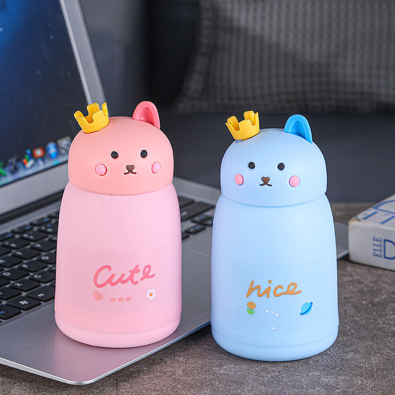 360ml Rabbit Double Wall Glass Water Bottle