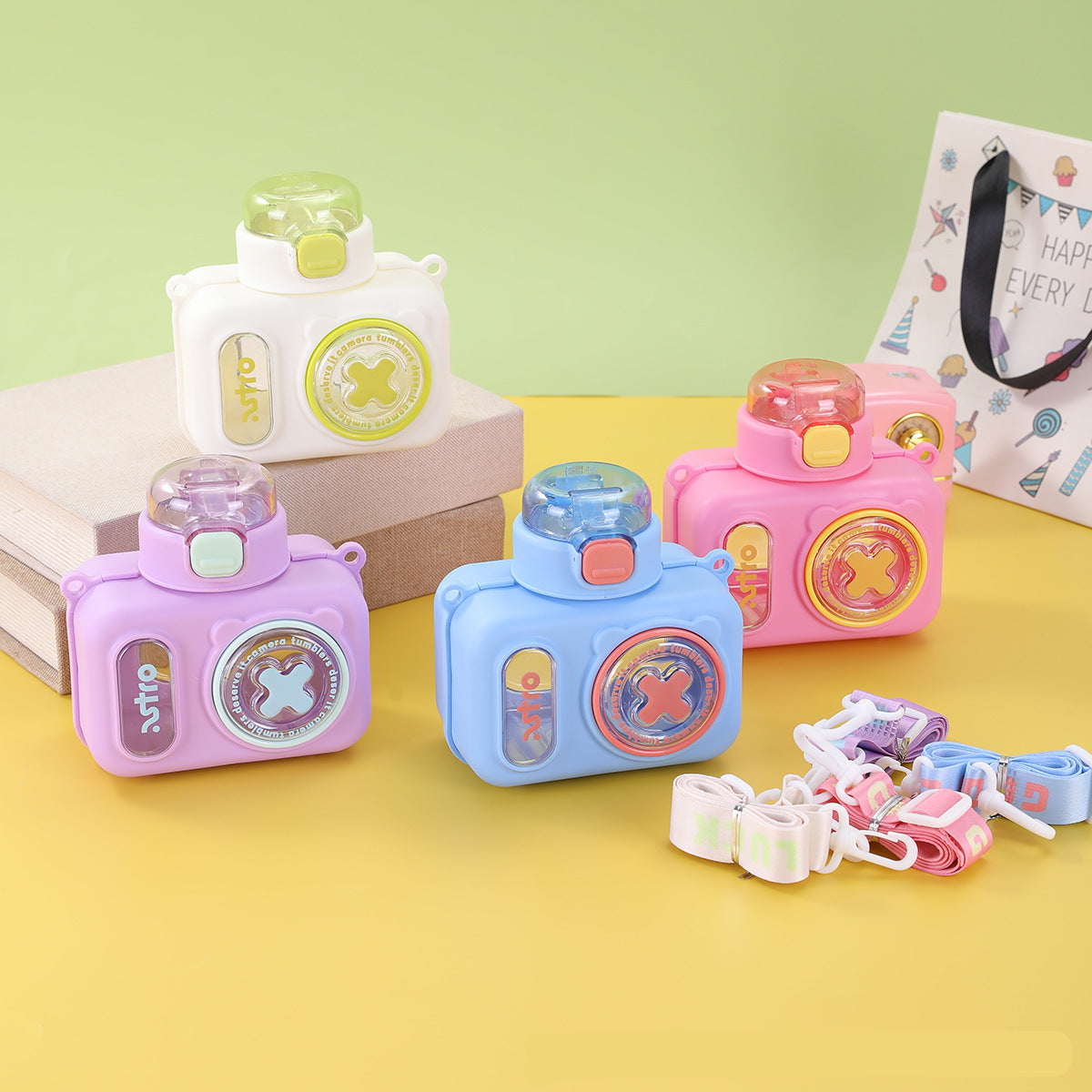 Colorful Cartoon Camera Shape Kids Bottle