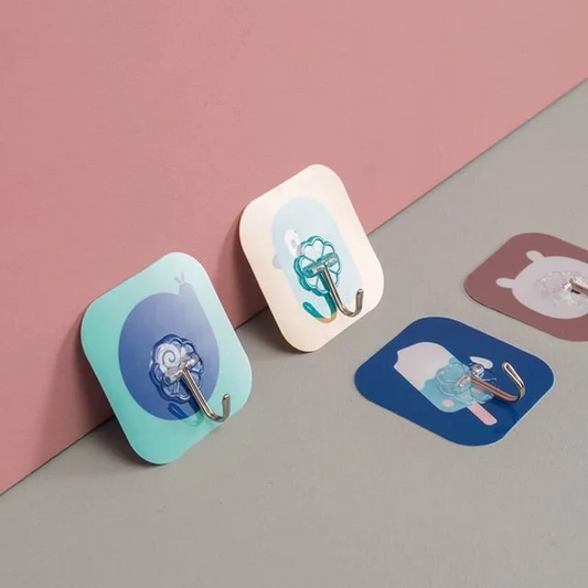 Pack Of 5 - Cute Cartoon Design Wall Sticker Hook (Random Design)