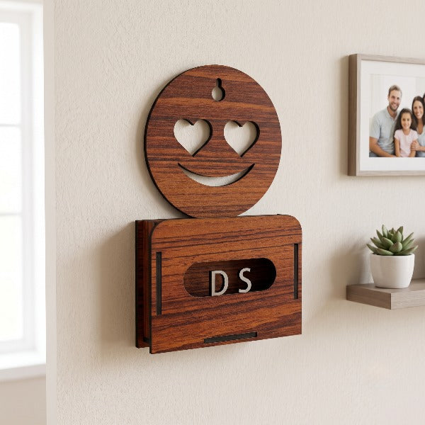 Wooden Smiley Phone Charging Holder