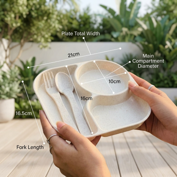 3-Section Plate With Spoon & Fork