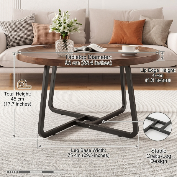Elegant Round Wooden Sofa Side Table