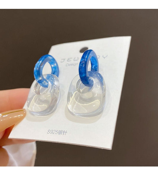 Blue Transparent Acrylic Earrings - Duvera