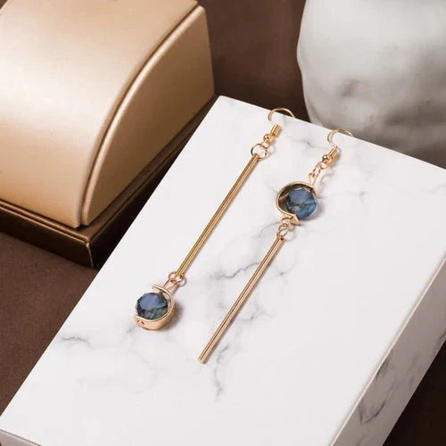 C Shape Blue Pearl Earrings - Duvera