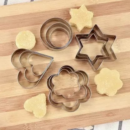 Cookie Cutters Shapes Baking Set12PCS Flower, Round, Heart, Star Shape. - Duvera