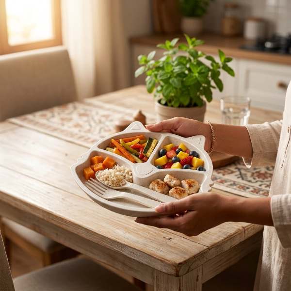 3-Section Cat Plate with Spoon & Fork