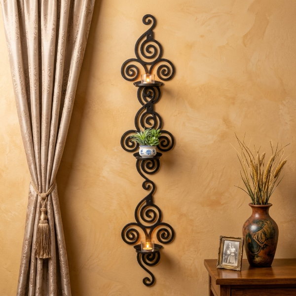 3PCs Black Wooden Vintage Wall Shelf