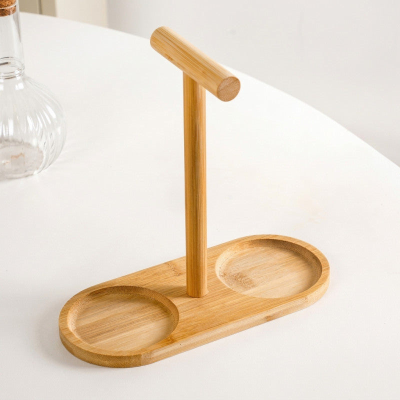 Elegant Glass Oil Dispenser with Wooden Stand