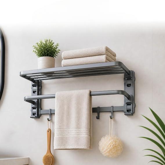 Wall Mounted Iron Towel Rack With Hooks