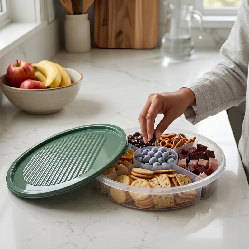 5-Section Transparent Snack Storage Container