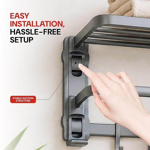 Wall Mounted Iron Towel Rack With Hooks