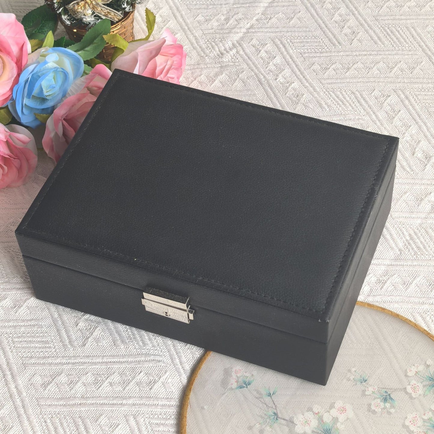 Double-Layer Leather Jewelry Storage Box