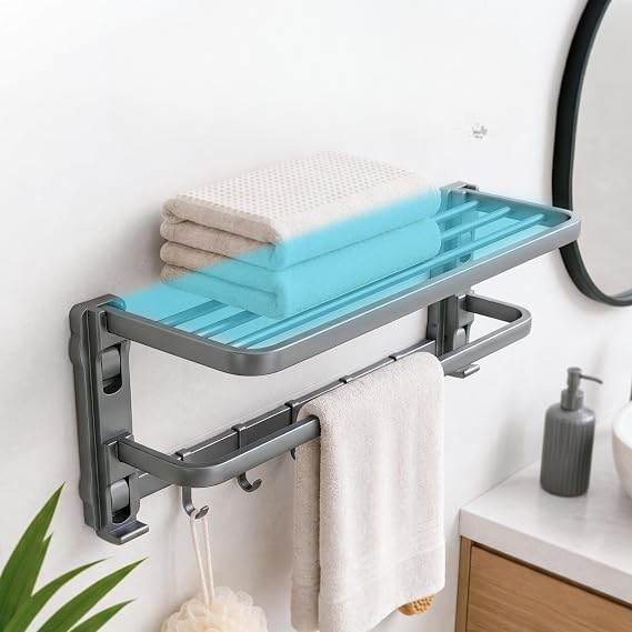 Wall Mounted Iron Towel Rack With Hooks