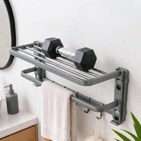 Wall Mounted Iron Towel Rack With Hooks
