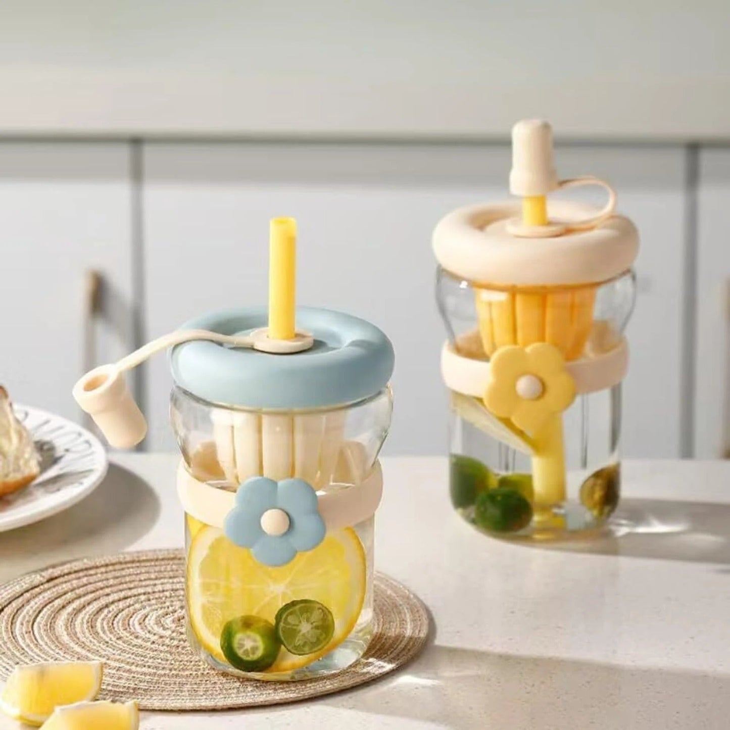 Cute Cartoon Flower Glass Cup