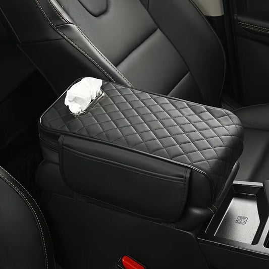 Multifunctional Car Armrest Cushion with Tissue Holder