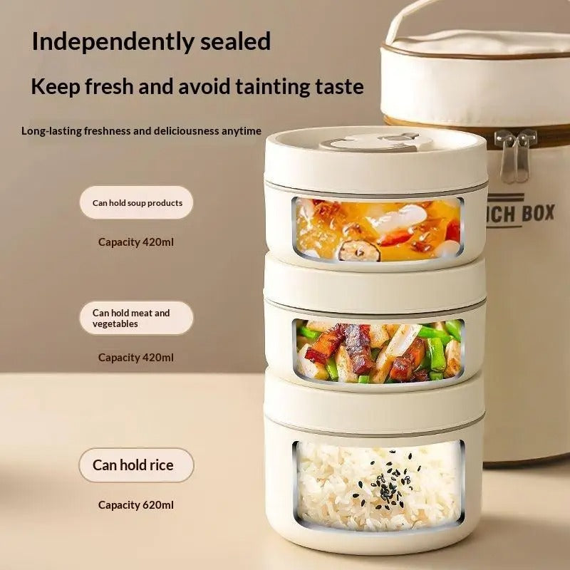 3PCs Stainless Steel Heat Insulated Boxes