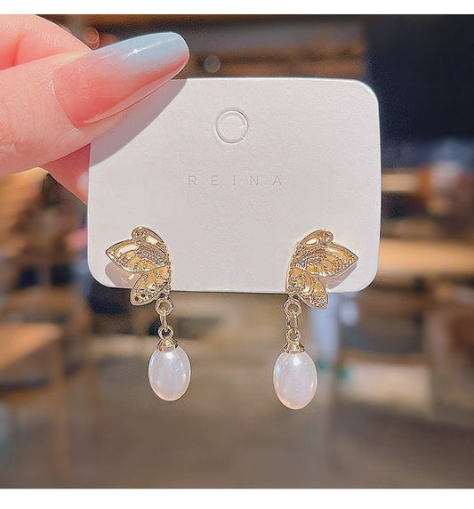 Golden Butterfly Earrings - Duvera