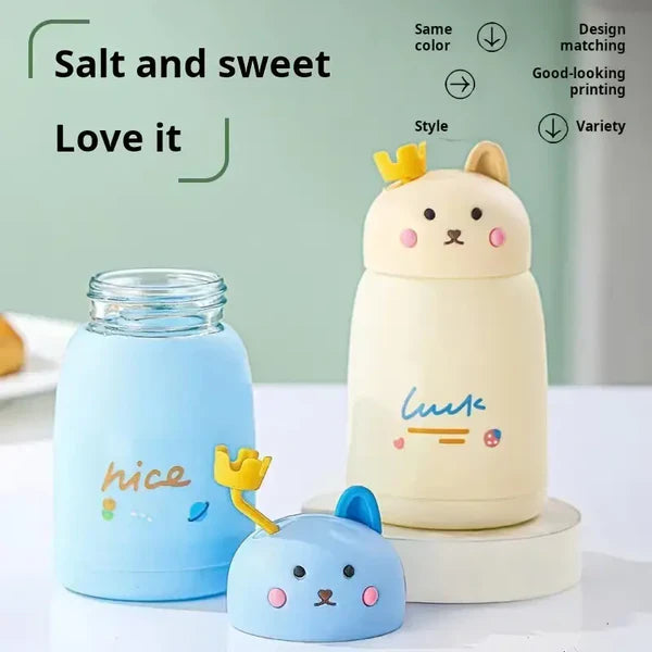 360ml Rabbit Double Wall Glass Water Bottle