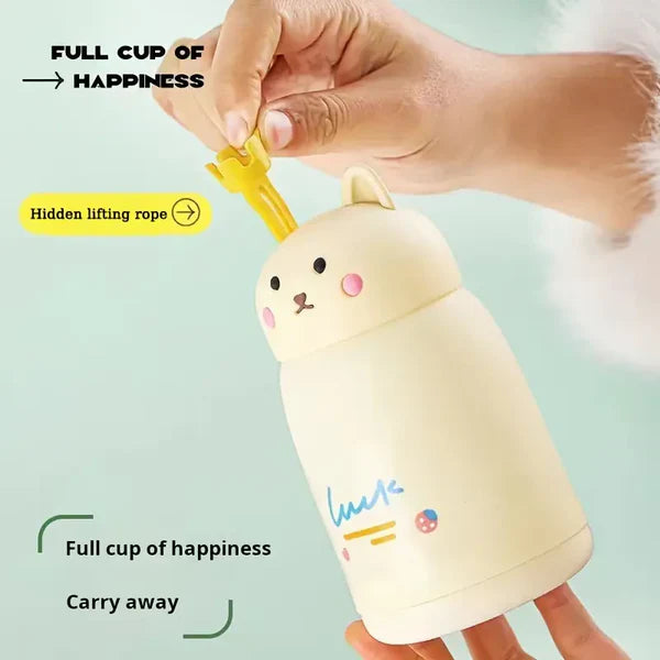 360ml Rabbit Double Wall Glass Water Bottle