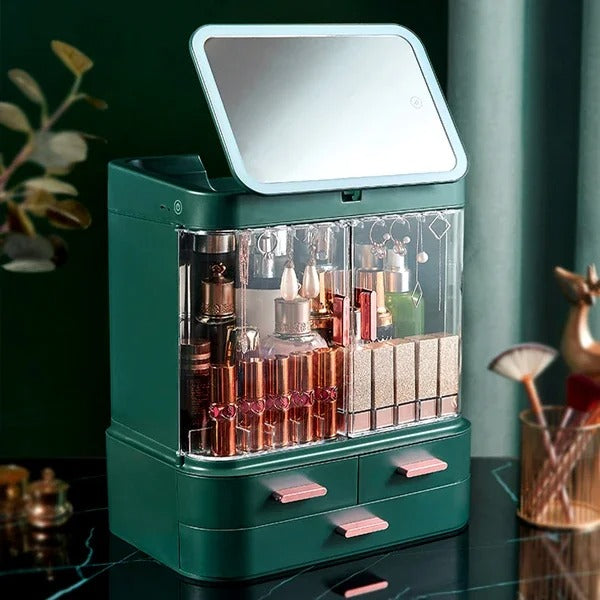 Large Capacity Makeup & Cosmetic Organizer with LED Mirror