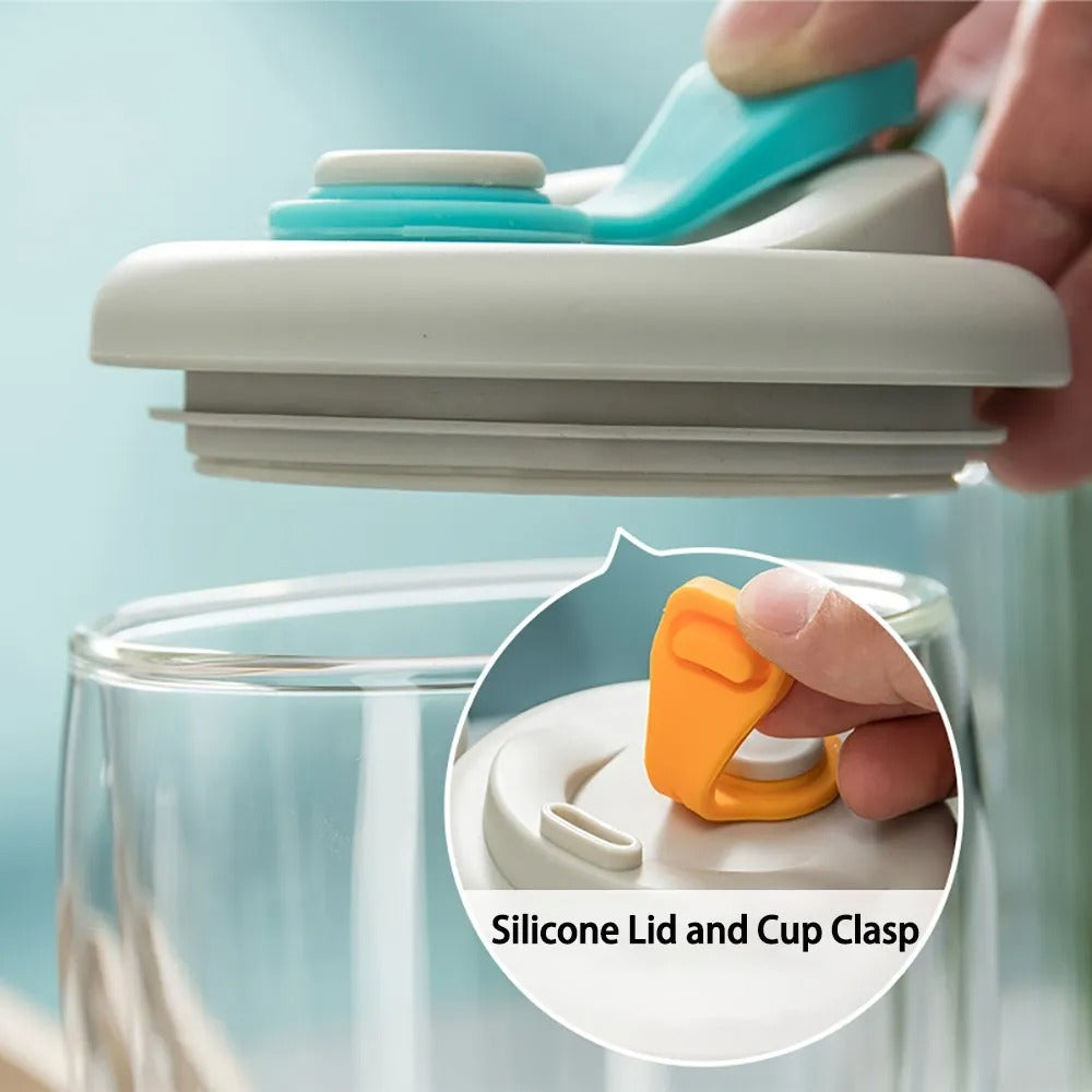 Double Wall Glass Cup With Silicone Lid