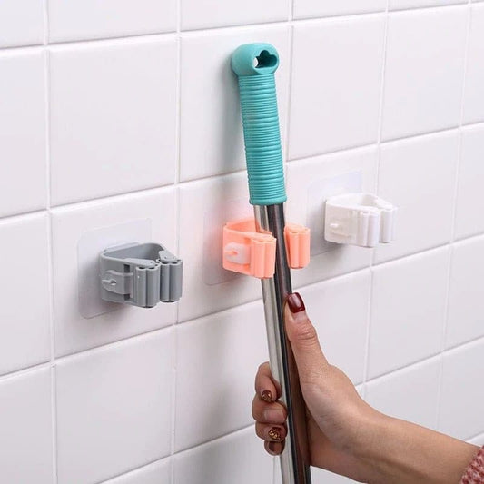 Pack Of 3 - Wall Mounted Mop, Brush & Broom Holder - Duvera
