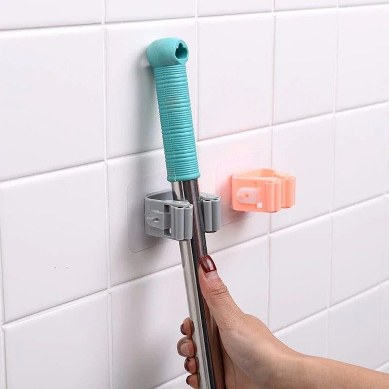 Pack Of 3 - Wall Mounted Mop, Brush & Broom Holder - Duvera