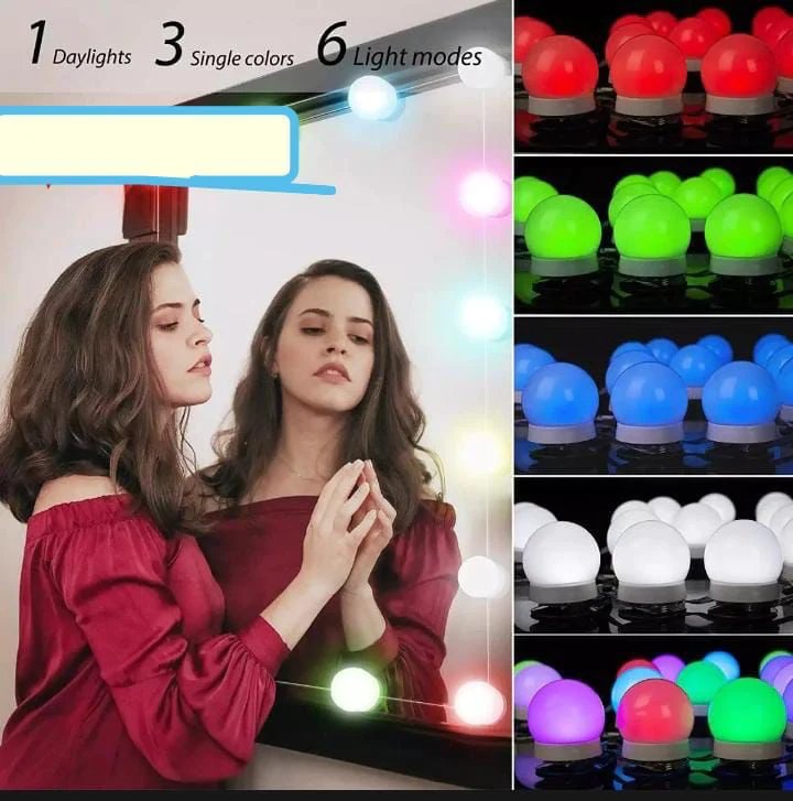 RGB - Colorful LED Mirror Lights Vanity (10 Bulbs). - Duvera