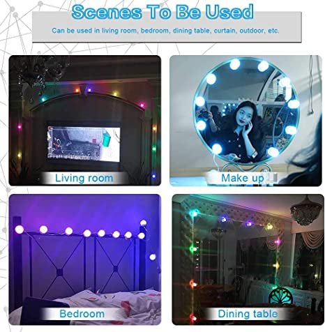 RGB - Colorful LED Mirror Lights Vanity (10 Bulbs). - Duvera