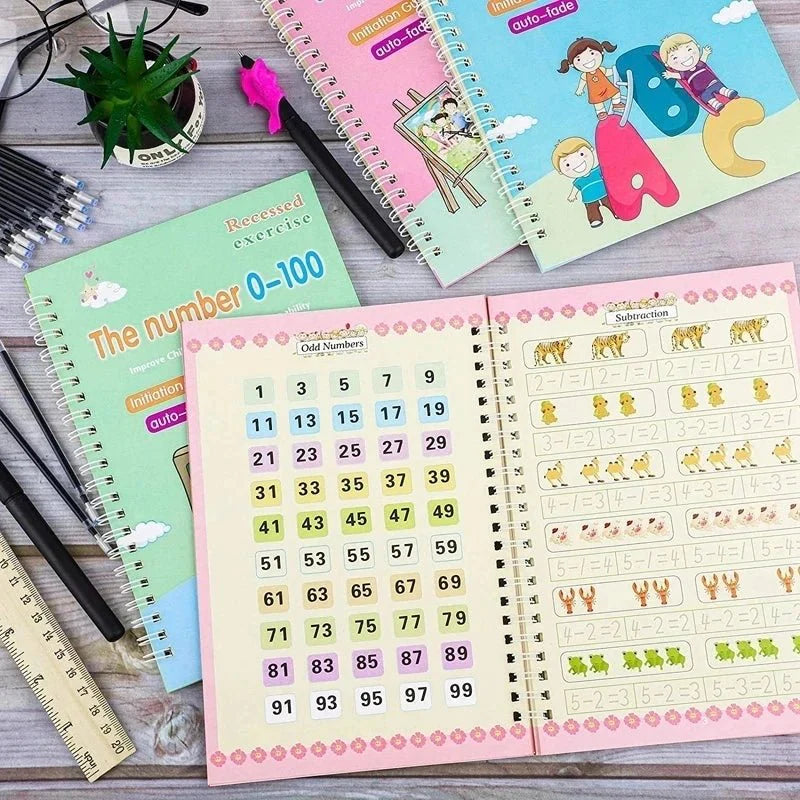 Sank Magic Practice Copybook Pen Preschools Kids 4-Pcs - Duvera