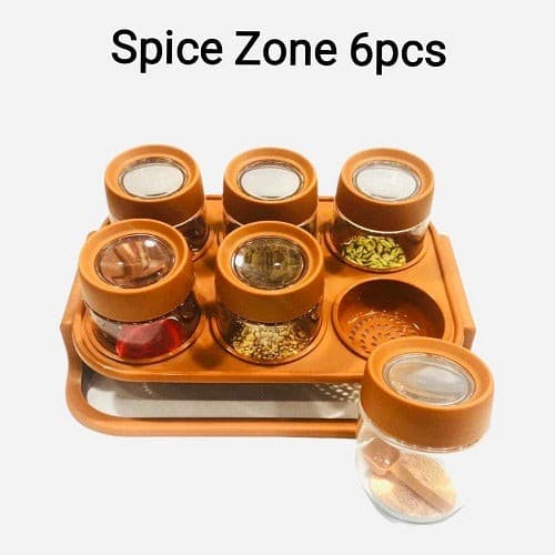 Spice Zone 6 Pieces Masala Rack With Elegant Stand - Duvera