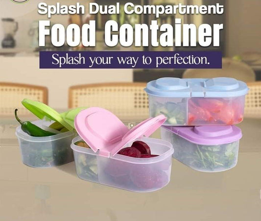 Splash Dual Compartment Food container - Pack Of 2 - Duvera